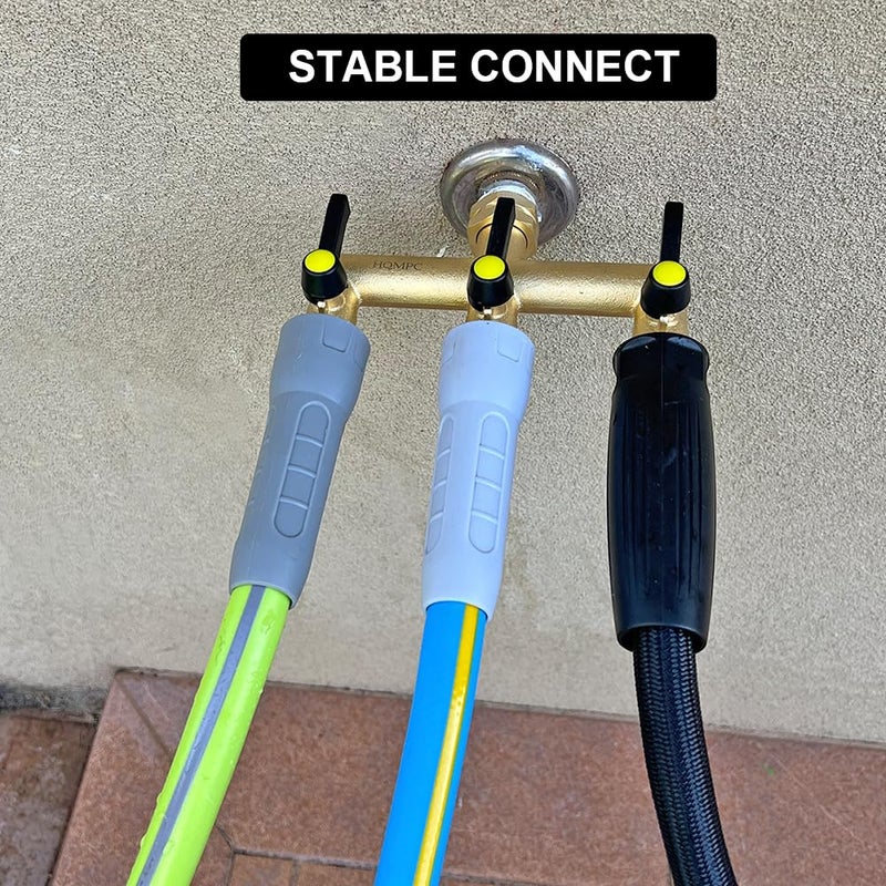 HQMPC Hose Splitter Garden Hose 3 Way Valve Hose Splitter Brass Hose Splitter With Solid Long Handle Brass Valve Water Waer Hose Spigot Splitter 3 Way Valve 3/4"" GHT Thread - Image 4